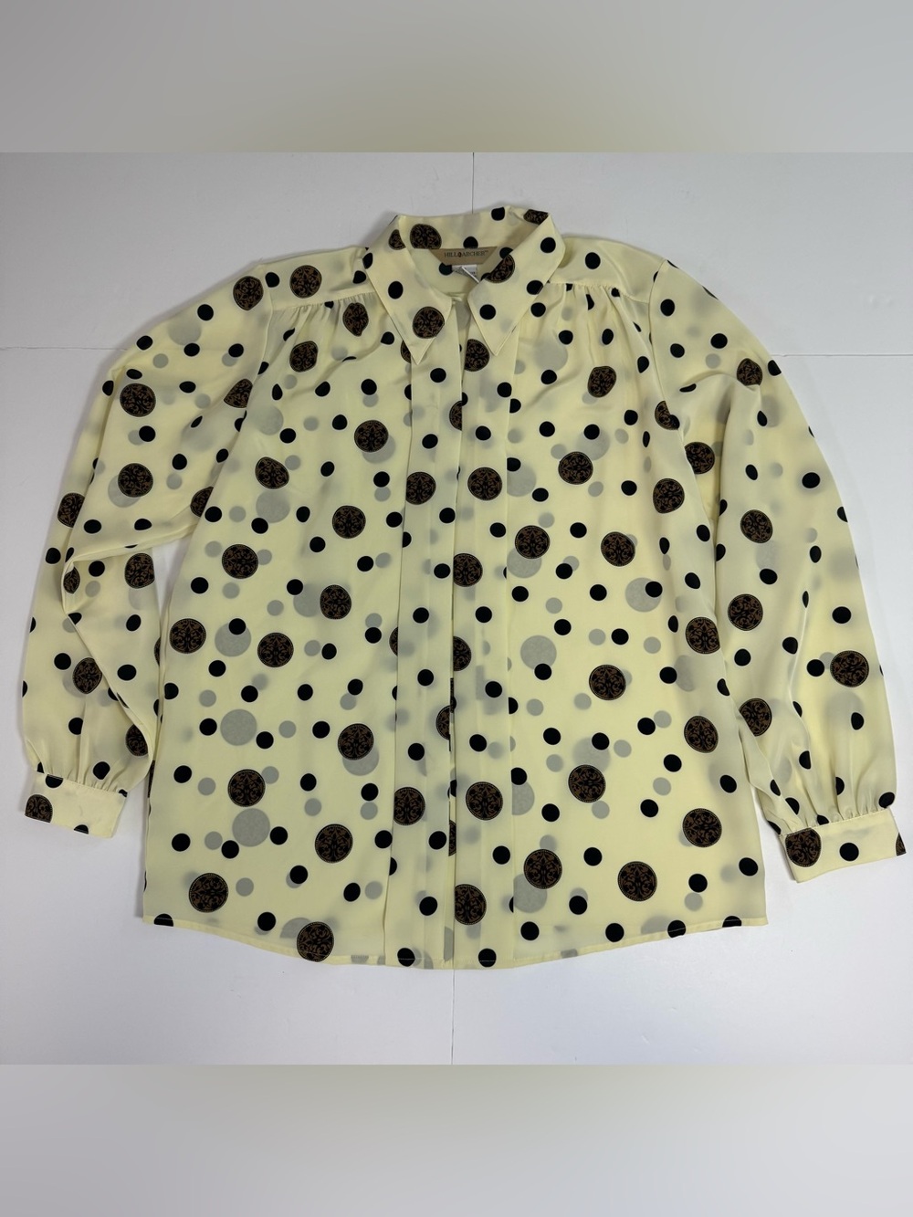 Hill & Archer Cream Blouse with Black Polka Dots